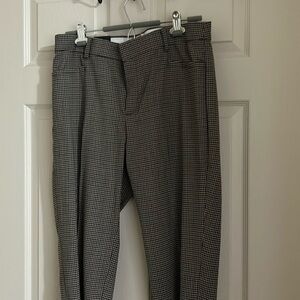 Banana Republic Slim Straight Ankle Pant in Brown Houndstooth/ Check Pattern